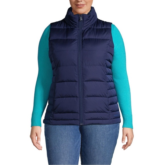 Womens Down Puffer Vest Deep Sea Navy Large Petite - Picture 1 of 4